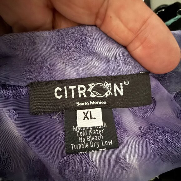 Citron Santa Monica XL Multicolor Button-Up Shirt With Asian-Inspired Waterfall - Picture 6 of 7